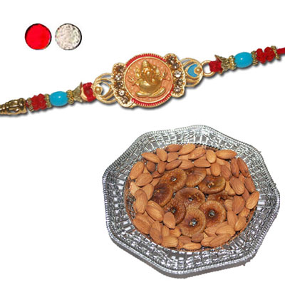 "Rakhi - FR- 8400 A (Single Rakhi),  Dryfruit Thali - RD900 - Click here to View more details about this Product